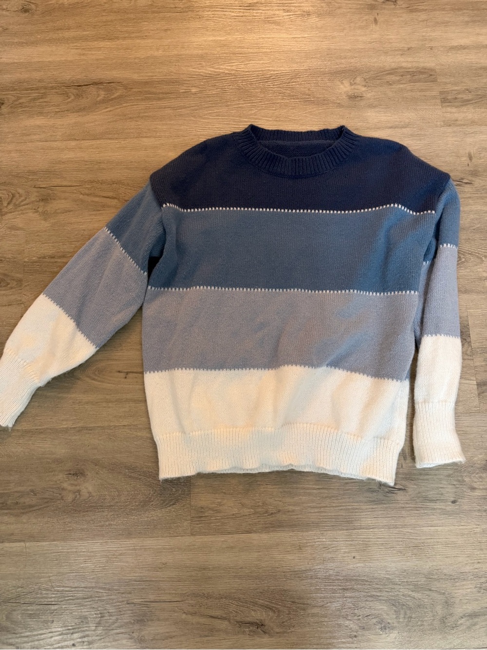 Women's Striped Crewneck Sweater in Navy, Blue & White
